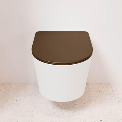 MONDIAZ LAVIE wandclosetpack - 36x53cm - diepspoel - rimless - Talc (offwhite) - softclose - quick-release - toiletzitting - Rust (rood)