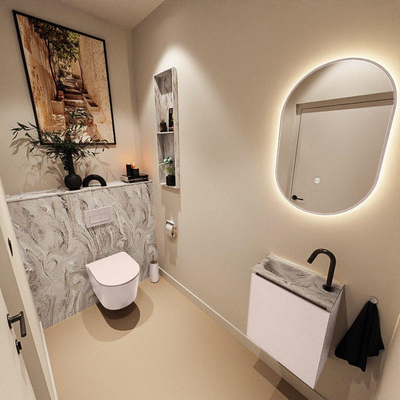 MONDIAZ TURE-DLUX 40cm toiletmeubel Rosee. EDEN wastafel Glace positie links. Met 1 kraangat.