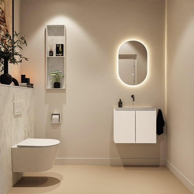 MONDIAZ TURE-DLUX 60cm toiletmeubel Talc. EDEN wastafel Opalo positie midden. Zonder kraangat.