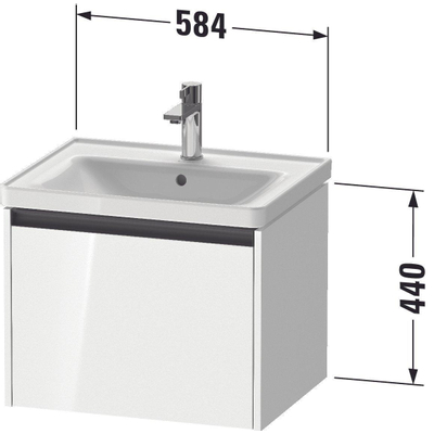 Duravit Ketho 2 wastafelonderbouwkast met 1 lade 58.4x45.5x44cm met greep antraciet basalt mat