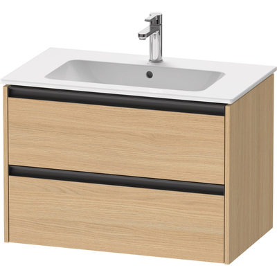 Duravit Ketho 2 wastafelonderbouwkast met 2 laden 81x48x55cm met grepen antraciet natuur eiken mat