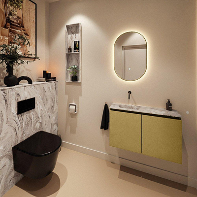 MONDIAZ TURE-DLUX 80cm toiletmeubel Oro. EDEN wastafel Glace positie links. Zonder kraangat.