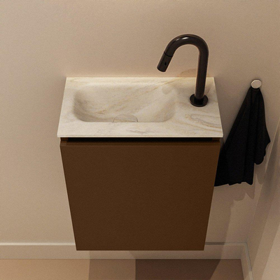 MONDIAZ TURE-DLUX 40cm toiletmeubel Rust. EDEN wastafel Ostra positie links. Met 1 kraangat.