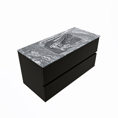 Mondiaz VICA-DLUX Badkamermeubelset - 100cm - urban - 2 lades - Inbouw wastafel CLOUD - midden - 1 kraangat - kleur Lava - XL versie 60cm hoog