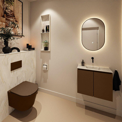 MONDIAZ TURE-DLUX 60cm toiletmeubel Rust. EDEN wastafel Ostra positie midden. Zonder kraangat.