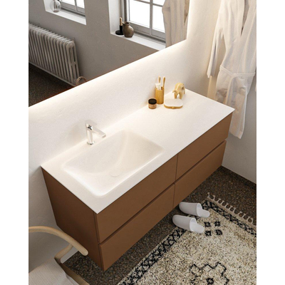 MONDIAZ VICA Badkamermeubelset - 120cm - 4 lades - wasbak Cloud links - 1 kraangat - solid surface rust