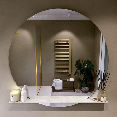 Mondiaz SPOT Badkamerspiegel - rond 120cm - spiegelplanchet - kleur Opalo