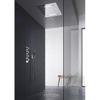 Hotbath Mate inbouw hoofddouche 48x63cm rechthoek met spray LED verlichting chroom