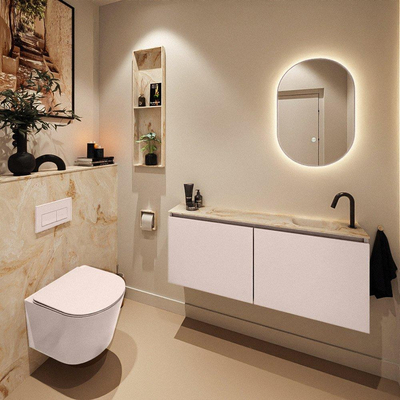 MONDIAZ TURE-DLUX 120cm toiletmeubel Rosee. EDEN wastafel Frappe positie rechts. Met 1 kraangat.