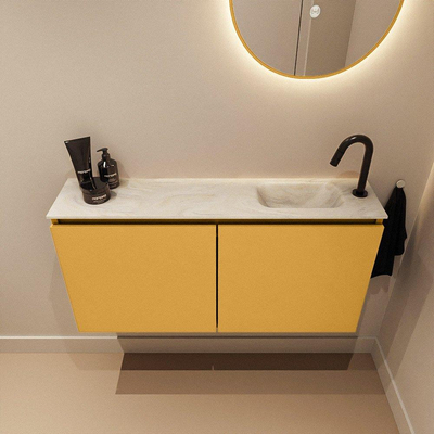 MONDIAZ TURE-DLUX 100cm toiletmeubel Ocher. EDEN wastafel Ostra positie rechts. Met 1 kraangat.