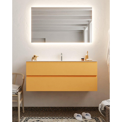 MONDIAZ VICA Badkamermeubelset - 120cm - 2 lades - wasbak Cloud midden - 1 kraangat - solid surface ocher