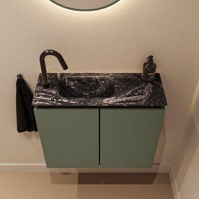 MONDIAZ TURE-DLUX 60cm toiletmeubel Army. EDEN wastafel Lava positie links. Met 1 kraangat.