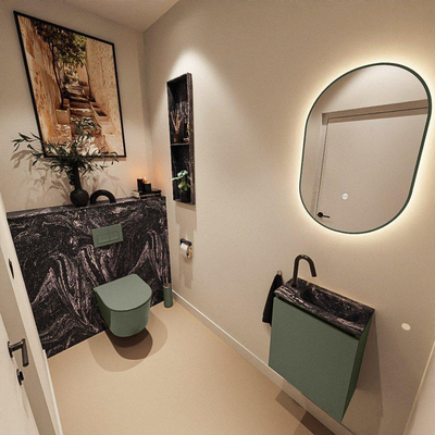 MONDIAZ TURE-DLUX 40cm toiletmeubel Army. EDEN wastafel Lava positie rechts. Met 1 kraangat.