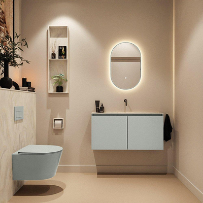 MONDIAZ TURE-DLUX 100cm toiletmeubel Greey. EDEN wastafel Ostra positie midden. Zonder kraangat.