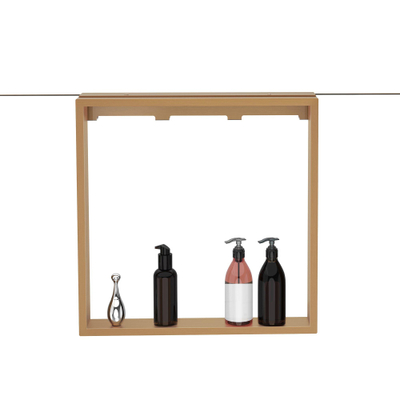 Fortifura Galeria schap met 4 haken - voor douchewand - 50x50x6.5cm - geborsteld koper