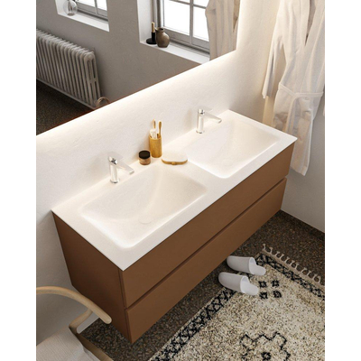 MONDIAZ VICA Badkamermeubelset - 120cm - 2 lades - wasbak Cloud dubbel - 2 kraangaten - solid surface rust