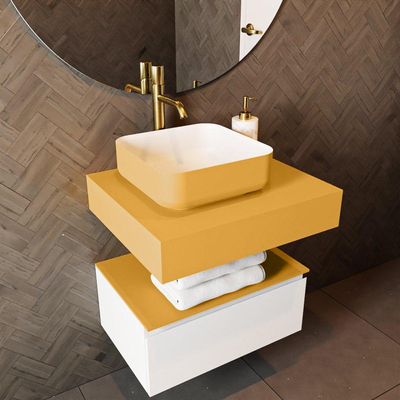 Mondiaz TOP 51 Topblad - 40x51x12cm - geschikt voor afdekplaat - Solid surface - Ocher