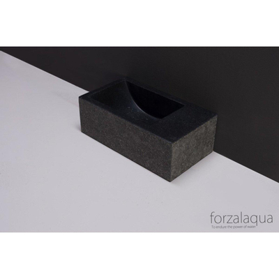 Forzalaqua Venetia Xs fonteinbak 29x16x10cm wasbak Links 0 kraangaten Natuursteen Graniet gezoet & gebrand