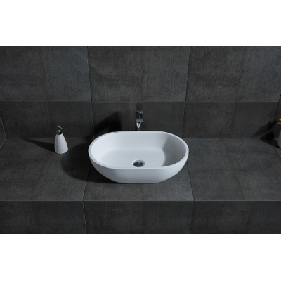 ZEZA Alexia waskom 55x33x13.5cm solid surface ovaal mat wit