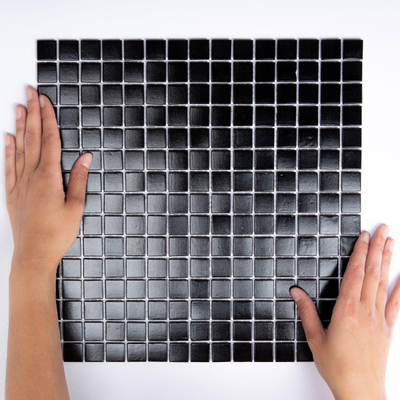 The Mosaic Factory Amsterdam mozaïektegel - 32.2x32.2cm - wand en vloertegel - Vierkant - Glas Black Black Mat