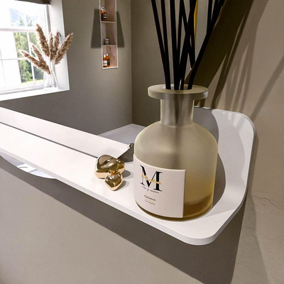 Mondiaz SPOT Badkamerspiegel - rond 110cm - spiegelplanchet - kleur Talc