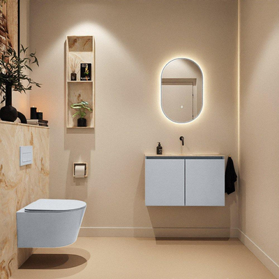 MONDIAZ TURE-DLUX 80cm toiletmeubel Clay. EDEN wastafel Frappe positie midden. Zonder kraangat.
