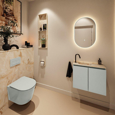 MONDIAZ TURE-DLUX 60cm toiletmeubel Greey. EDEN wastafel Frappe positie links. Met 1 kraangat.