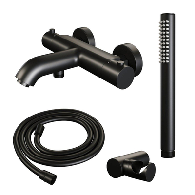 Brauer Black Edition Badthermostaatkraan opbouw met handdoucheset mat zwart