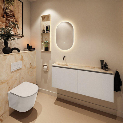 MONDIAZ TURE-DLUX 120cm toiletmeubel Linen. EDEN wastafel Frappe positie links. Zonder kraangat.
