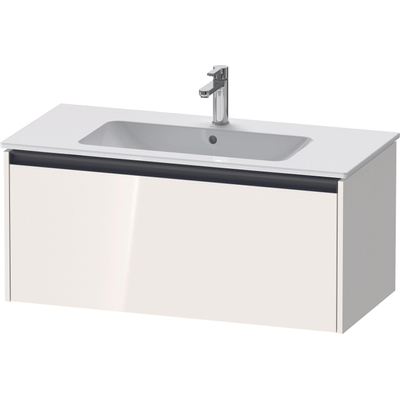 Duravit Ketho 2 wastafelonderbouwkast met 1 lade 101x48x44cm met greep antraciet hoogglans wit