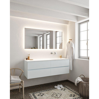 MONDIAZ VICA Badkamermeubelset - 150cm - 4 lades - wasbak Cloud rechts - 0 kraangaten - solid surface clay