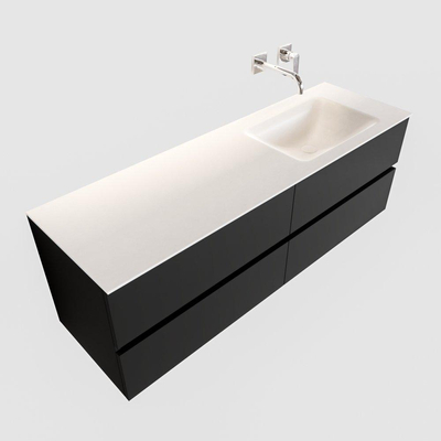 MONDIAZ VICA Badkamermeubelset - 150cm - 4 lades - wasbak Cloud rechts - 0 kraangaten - solid surface urban