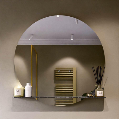 Mondiaz SPOT Badkamerspiegel - rond 110cm - spiegelplanchet - kleur Lava