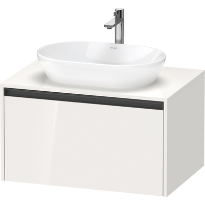 Duravit Ketho 2 wastafelonderbouwkast incl. consoleplaat met 1 lade 80x55x45.9cm met handgreep antraciet hoogglans wit