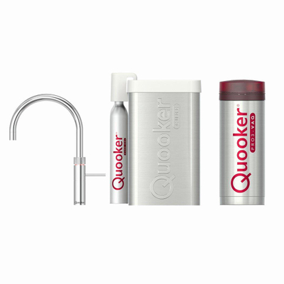 Quooker Fusion Round kokendwaterkraan - draaibare uitloop - PRO3 incl. Cube reservoir - Warm / kokend / bruisend / gefilterd water - Chroom