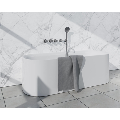 Fortifura Nebbio Badcombinatie-set - thermostaatkraan - inbouwdeel - 2x uitbreiding inbouwdeel - wandaansluitbocht - metalen doucheslang - ronde handdouche - uitloop - geborsteld RVS