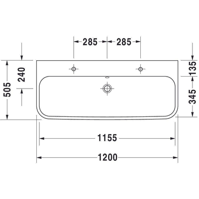 Duravit Happy d.2 meubelwastafel 120 1 kraangat met overloop geslepen wit