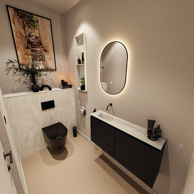 MONDIAZ TURE-DLUX 100cm toiletmeubel Urban. EDEN wastafel Ostra positie links. Zonder kraangat.