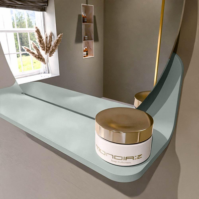 Mondiaz SPOT Badkamerspiegel - rond 40cm - spiegelplanchet - kleur Greey