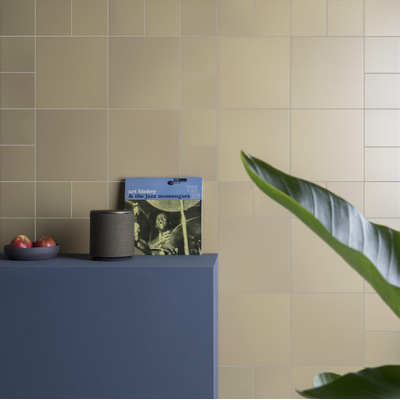 Mosa Murals Fuse Wandtegel 15x30cm 7mm witte scherf Brass Brown #1