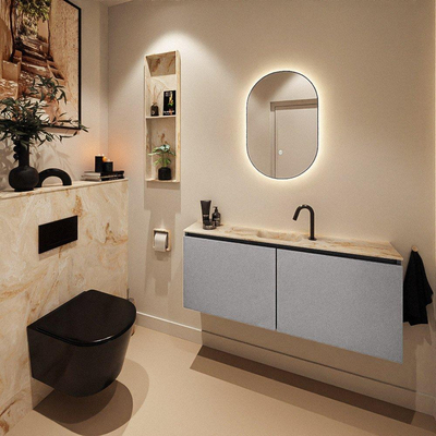 MONDIAZ TURE-DLUX 120cm toiletmeubel Plata. EDEN wastafel Frappe positie midden. Met 1 kraangat.