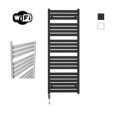 Sanicare HVW - Moda electrische WifiRadiator - 160x60cm - mat zwart met thermostaat chroom - linksonder