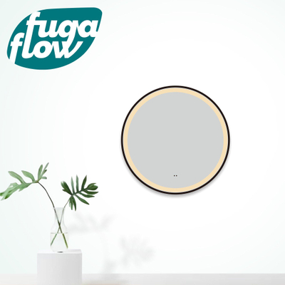 FugaFlow Eccelente Arredo Badkamerspiegel - rond - diameter 100cm - geintegreerde LED verlichting - spiegelverwarming - infraroodbediening - mat zwart