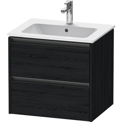 Duravit Ketho 2 wastafelonderbouwkast met 2 laden 61x48x55cm met grepen antraciet eiken zwart mat