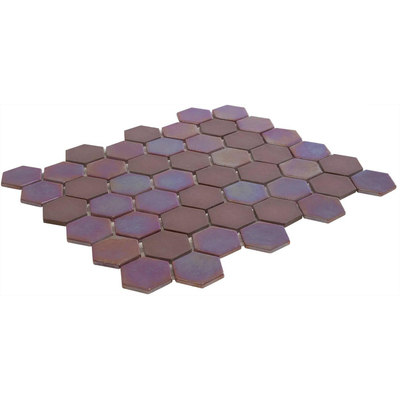 The Mosaic Factory Valencia mozaïektegel - 27.6x32.9cm - wandtegel - Zeshoek/Hexagon - Gerecycled glas Burgundy mat/glans