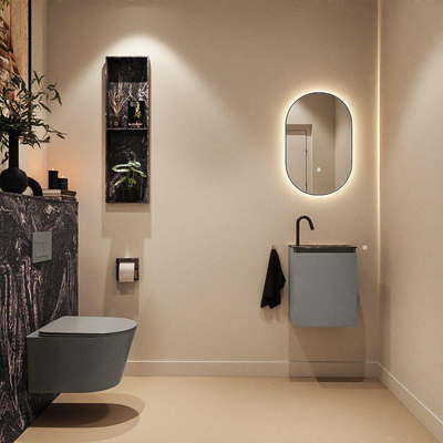 MONDIAZ TURE-DLUX 40cm toiletmeubel Smoke. EDEN wastafel Lava positie rechts. Met 1 kraangat.