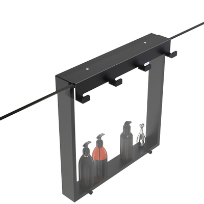 Fortifura Galeria schap met 4 haken - voor douchewand - 50x50x6.5cm - mat zwart