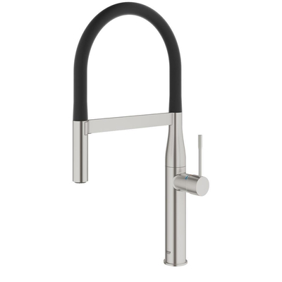 GROHE essence new Keukenkraan - hoog - uittrekbare uitloop - 2 straalsoorten - met profesionele handdouche - supersteel geborsteld