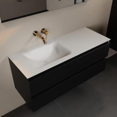 Mondiaz Aivy badmeubelset - 120x45x50cm - 0 kraangaten - 1 wasbak talc Solid surface - Links - 2 lades - Met spiegel - MDF Urban