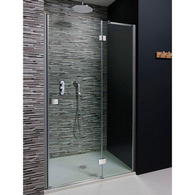 Crosswater Design New draaideur met vast paneel 80x195cm zilver profiel helder glas